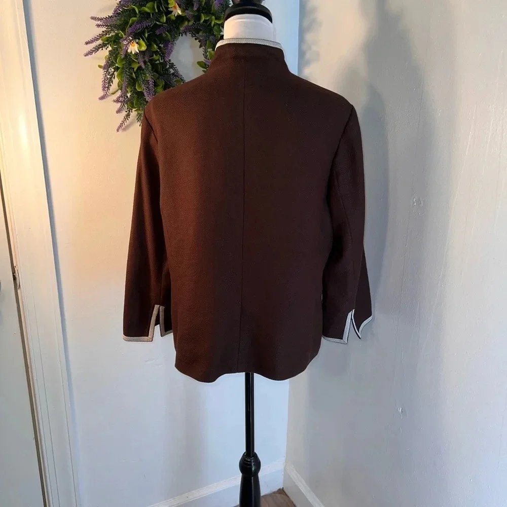 Peck&peck,14 oversized‎ button front pocketed,contrast stitching jacket/Blazer
